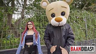 Horny redhead drags milky bear for studio fuck. rosario red heats up the scene!