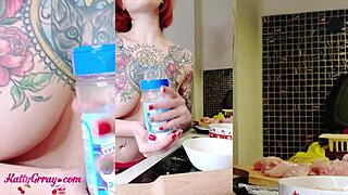 Busty amateur teen oils her big tits and ass suggestively