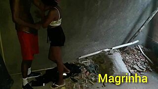 Can skinny girl handle big black cock in abandoned favela house?