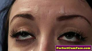 glamcore babe gets facialized in pov blowjob scene