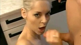 Blonde gives blowjob and handjob