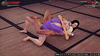 aurora vs terra naked wrestling with oral, face sitting, and tribbing in 3d