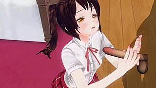 my little sister teases with edging handjob in anime