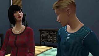 japanese stepmom catches stepson masturbating, gets horny, and fucks him in his room - asian mother-in-law and stepson