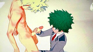 My Hero Academia Yaoi - Midoriya Handjob And Fucked By Bakugou In Bathroom
