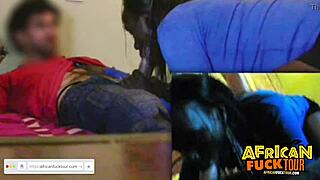 Ebony couple in homemade interracial video