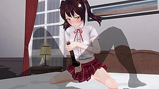 my little sister teases with edging handjob in anime