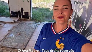 French Slut Sucks Strangers in Giant Bukkake for Euro 2024