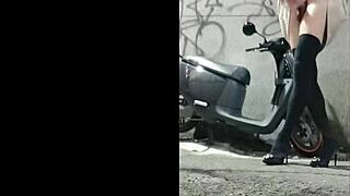 chinese trans beauty masturbates outdoors for fun