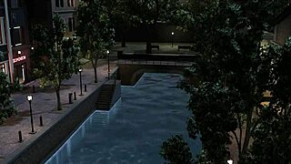 brunette fingers pussy outdoor in anime lesbian hentai scene