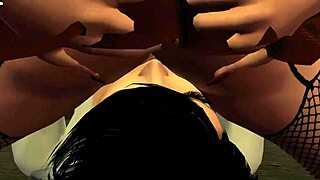 brunette fingers pussy outdoor in anime lesbian hentai scene