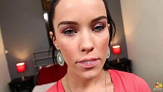 Petite Megan Rain gives a hot POV blowjob