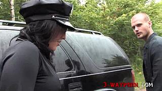 dialogic-provocative kinky police officer arrests babes for a wild threesome, wanna join the car action?