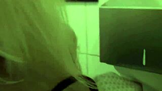 Real raunchy couple sex in public restroom!