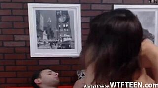 horny amateur couple in wild hardcore sex with seduction and cum