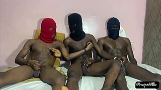 Twink Enjoys Anal Threesome With Three Big Black Dicks