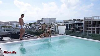 Tanned babe takes a hot creampie from stranger.