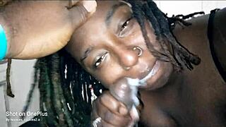 Hubby caught busting on face while getting ass licked