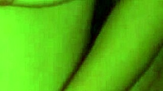 Intensely seducing teen girlfriend with big natural tits through caressing and fingering in front of camera