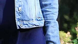 Intense Voyeur Masturbates Pussy Outdoors