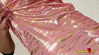 asian shemale shows big tits in lingerie