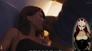 A mature woman gives a deep blow job to a man in a game called In a scent 24