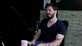 Arthur Aily in sheer red overcomes fear of limp cock in gay porn therapy session!