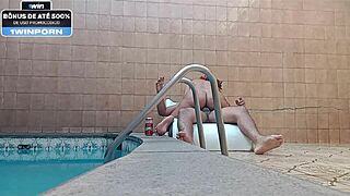 Boldly sucking cousin in hotel pool with sexy latina amateurs.