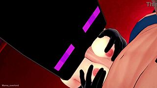 Girlfriend in Enderman mask at hotel