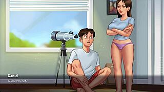 In Summertime Saga, step sis Jenny gets her pussy eaten out and cums hard on the bed with big tits and ass.