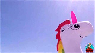 my husband my unicorn and me in play on a public beach