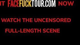 face fuck tour - busty mila garcia deepthroat gagging on fat cock