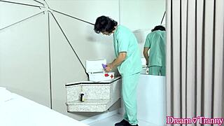 Horny masseur sucks tranny Emanuelly Polly while toying her hole. Her cock gets full attention in steamy session.