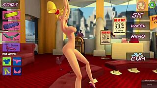 naughty blonde has fun with many dildos 3d animation