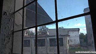 The struggling babe is in a lesbian bondage scene.