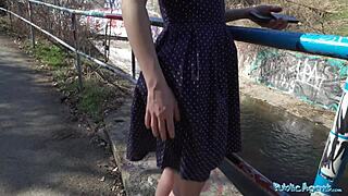 Public agent: Horny blonde flasher gets pussy creampied in tunnel?