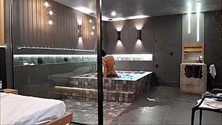 wild sex in bathtub, brunette can't handle it!