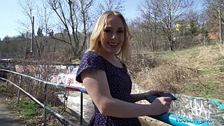 Public agent: Horny blonde flasher gets pussy creampied in tunnel?