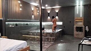 wild sex in bathtub, brunette can't handle it!