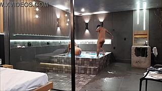 wild sex in bathtub, brunette can't handle it!