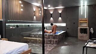 wild sex in bathtub, brunette can't handle it!