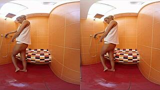 Blonde karol lilien gets hot for cock in shower masturbation and room doggystyle.