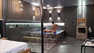 wild sex in bathtub, brunette can't handle it!