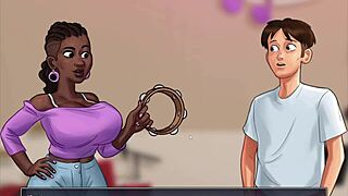 Hentai game with college students and big boobed moms