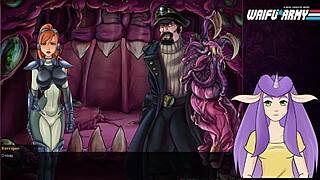 Starcraft slut swallows cum after blowjob and orgasm in anime game