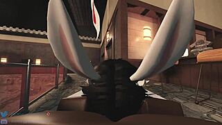 Bunny bounces in pov riding and masturbation