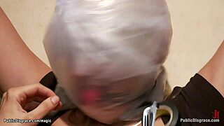 Public humiliation and anal sex with a blonde tied up
