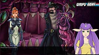 Starcraft slut swallows cum after blowjob and orgasm in anime game