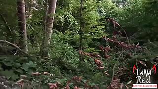 Busty Chick Swallows Cum Outdoors