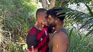 Intense Gay Blowjob on Trail with Big Ass